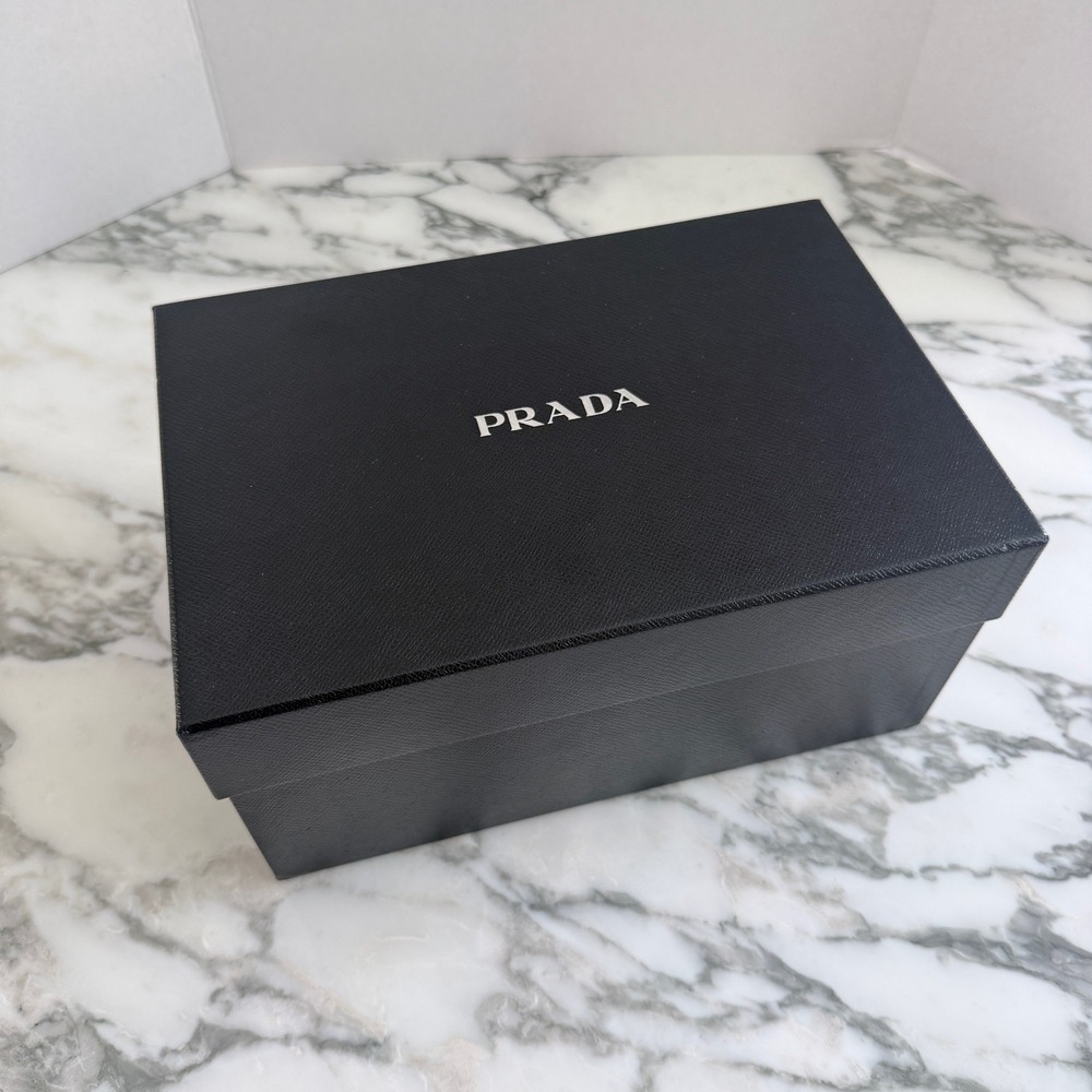 Prada Black Saffiano Textured Shoe Storage Box Empty Replacement 11.75"x8"x6"